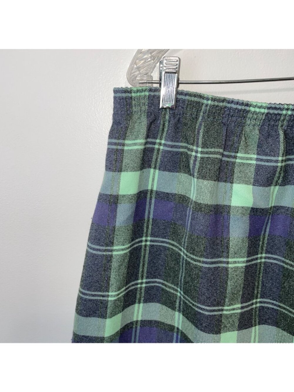 Blair Womens XL Plaid Skirt With Elastic Waistband Green Purple - Picture 4 of 6